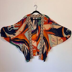Anna & Ava x Brooke Webb Batwing Kimono Women OS Boho Mix Print Artsy MCM Casual